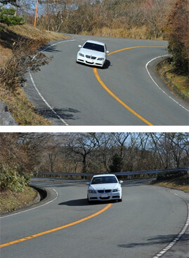 対向車の車線はみだしに注意